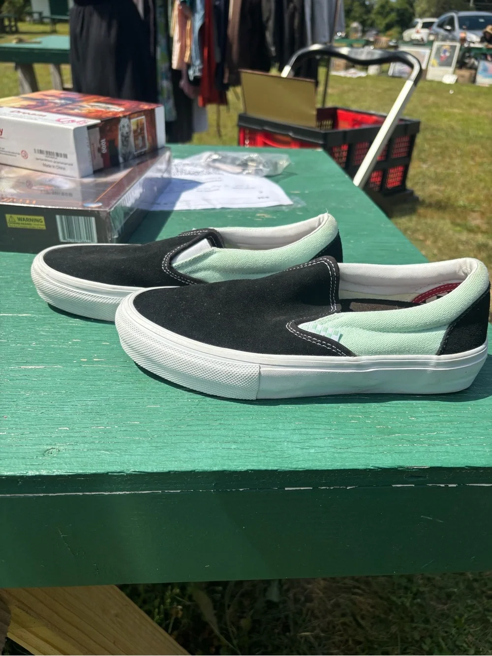 Vans Slip-On  Sneakers in Black and Mint  size6.5 boys/men